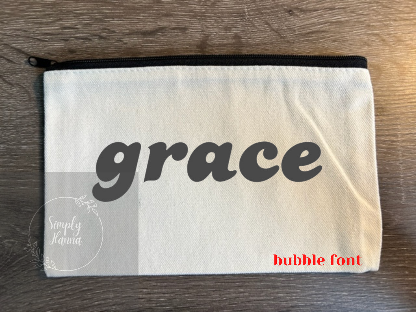 Customized name zipper pouches